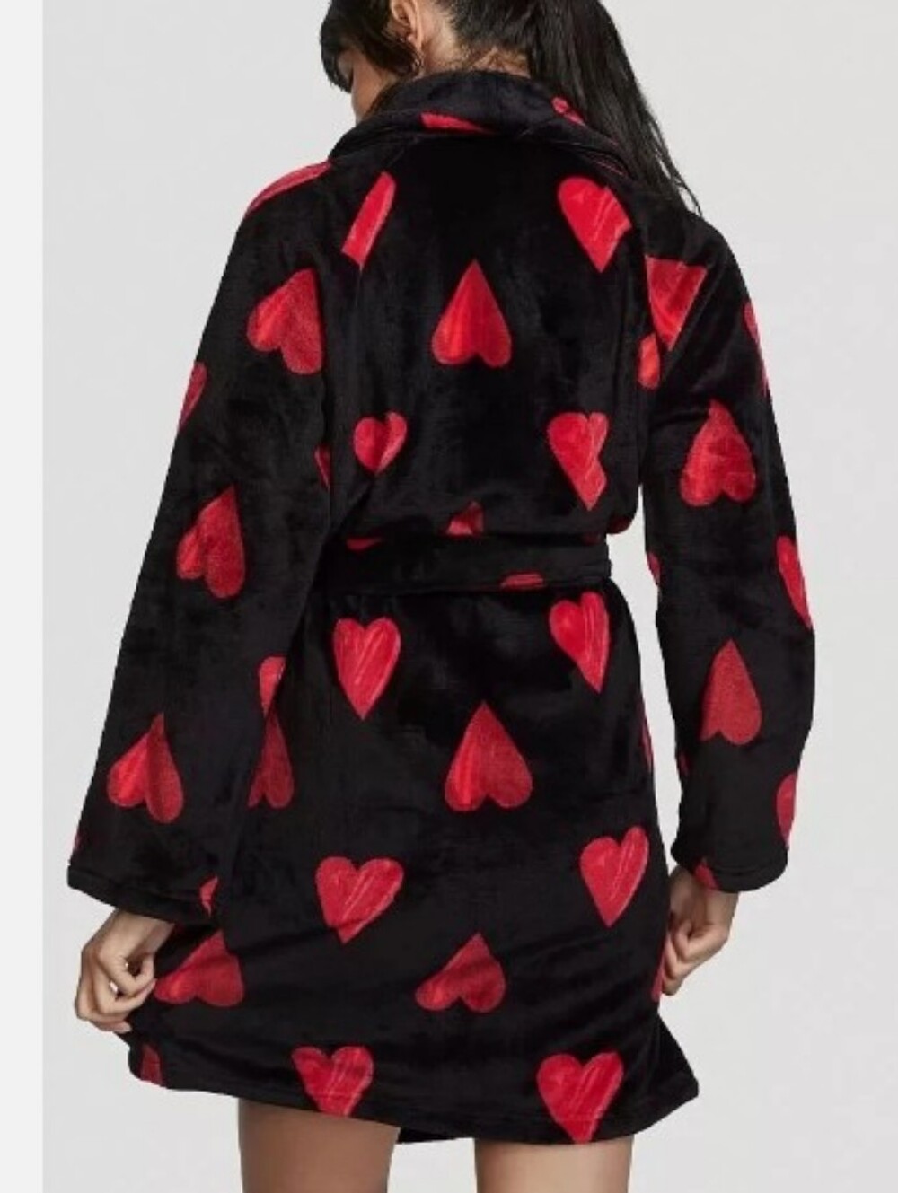 Vs Heart Print Short Cozy Robe - Picture 2 of 6